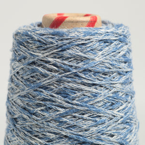 Cotton mix slub- Blue×white-