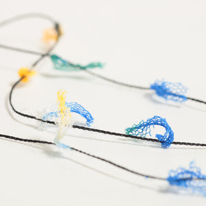 　Lace mini ribbon yarn - ブルーオレンジ Blue & Orange-