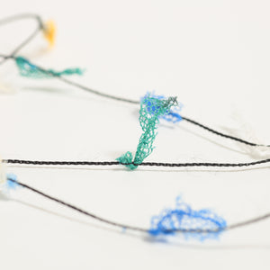 　Lace mini ribbon yarn - ブルーオレンジ Blue & Orange-