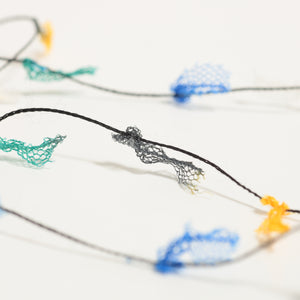 　Lace mini ribbon yarn - ブルーオレンジ Blue & Orange-