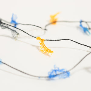 　Lace mini ribbon yarn - ブルーオレンジ Blue & Orange-
