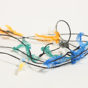 　Lace mini ribbon yarn - ブルーオレンジ Blue & Orange-
