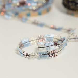 Metallic tape yarn -Blue & Brown-