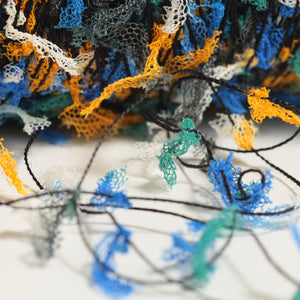 　Lace mini ribbon yarn - ブルーオレンジ Blue & Orange-
