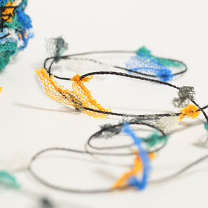 　Lace mini ribbon yarn - ブルーオレンジ Blue & Orange-