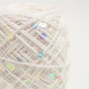 Flower Sequin Yarn-White-50g