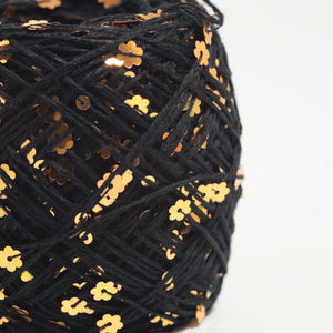 Flower Sequin Yarn-Black-50g