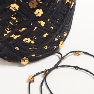 Flower Sequin Yarn-Black-50g