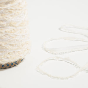 Tape fringe yarn-White-